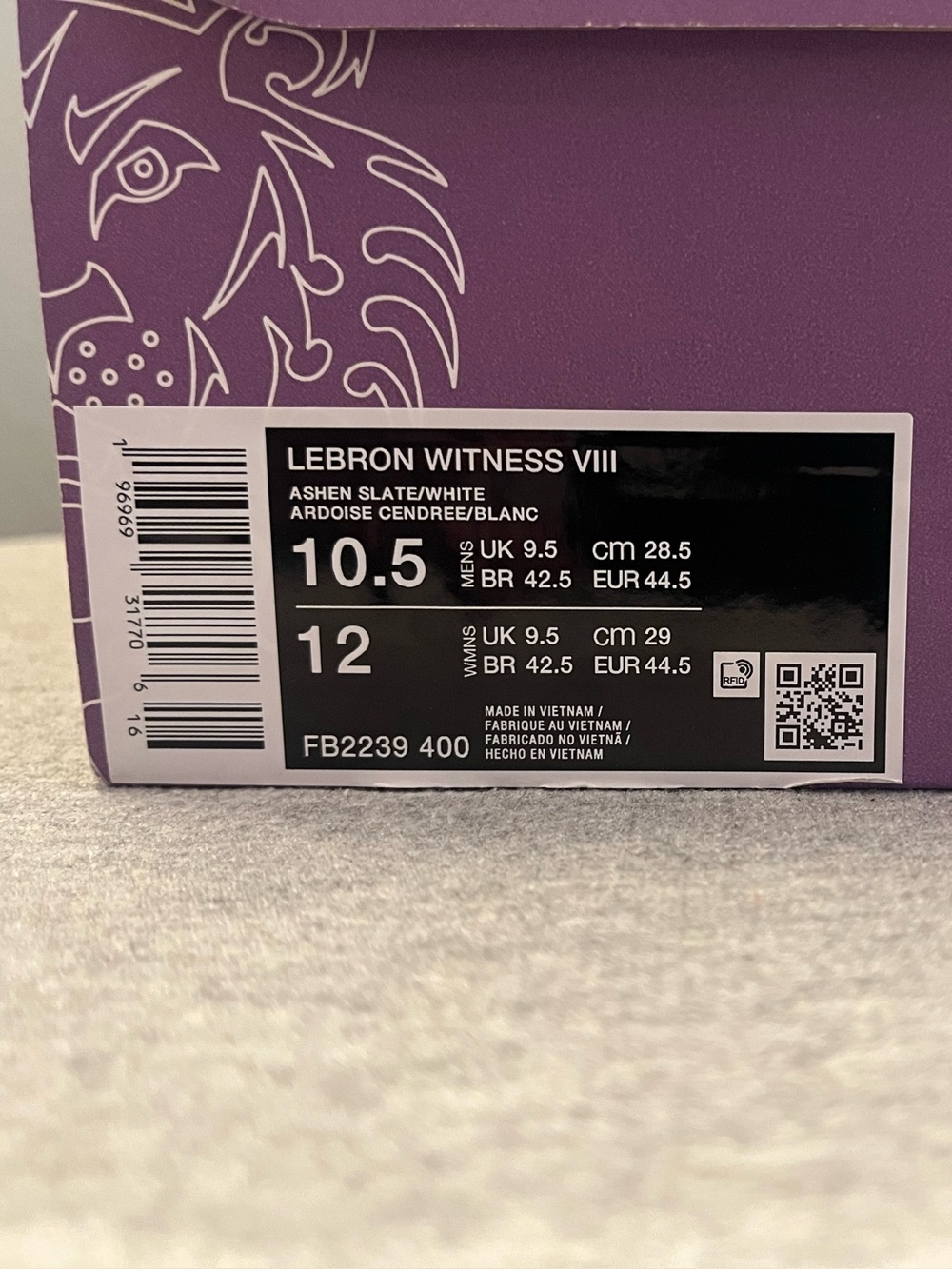 Nike Lebron Witness VIII Ashen Slate White Men's Shoe Size 10.5 FB2239-400 - Picture 10 of 11